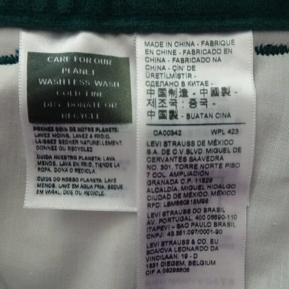 Levi's Baggy Trousers Women's Size 26x31 Green Velvet Wide Leg Loose Fit - Picture 9 of 11